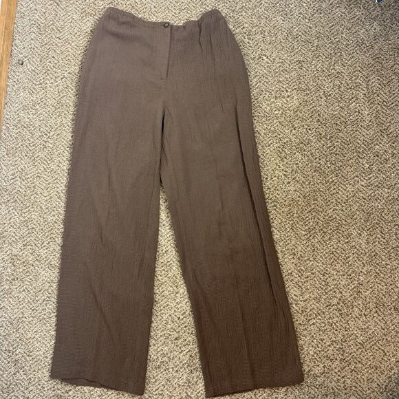 J. Jill Linen /Rayon 2 Pce Set Jacket & Pants in M 10 Brown Seersucker Lagenlook - Picture 9 of 16